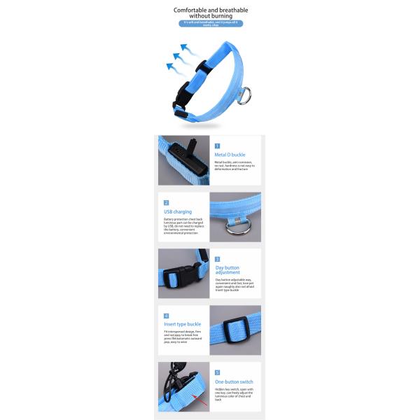 Hundehalsband Lighted Dog Collars Rechargeable Nylon XS XL LED Pet Collar