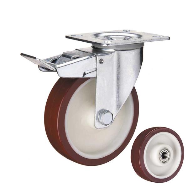 5 Inch Swivel Polyurethane Wheels Nylon Core Red PU European Caster Wheels Supplier YLcaster