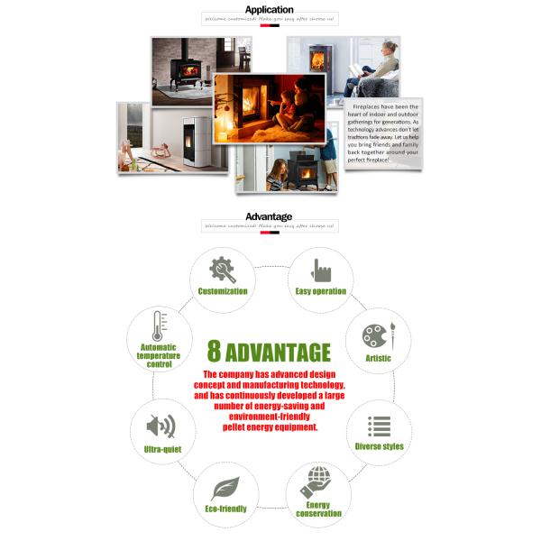 Indoor Hot Air 92 % Efficiency Wood Pellet Stove For 100m2 Room Heating