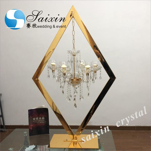 Wholesale long stem black crystal candelabra for wedding centerpiece