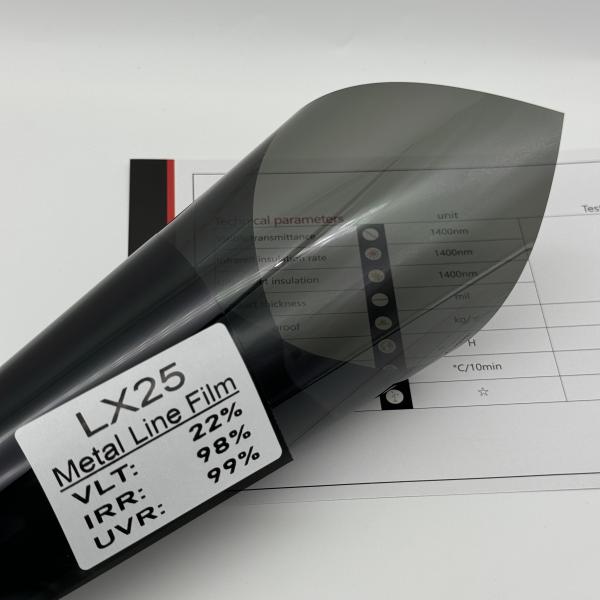 2HD Metal Line Film LX25 Black 2mil 98% IRR Car Window Tint