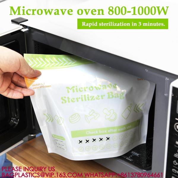 Microwave Steam Sterilizer Bags, Baby Bottle Cleaning Bag Sterilizer Bags Breast Pump