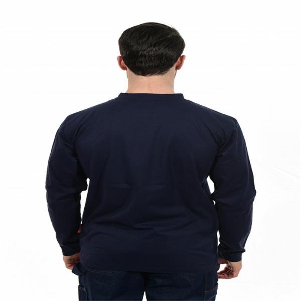 Round Collar FR Henley Shirt Navy Blue NFPA2112 CAT2 For Welding