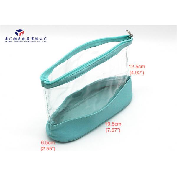Bath Set Leather Cosmetic Bag Super Clear PVC Body Top Zipper 19.5X6.5X12.5cm