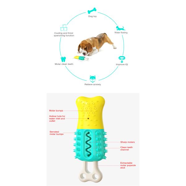 New Design Product Summer Cooling Popsicle-shaped Dog Toothbrush Cooling Molar Stick Dog Pet Chew Toy
