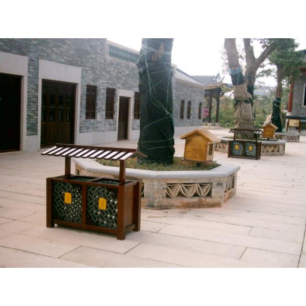 3 In 1 Outdoor Recycling Bins , Surface Mounted Rectangular Metal Trash Can