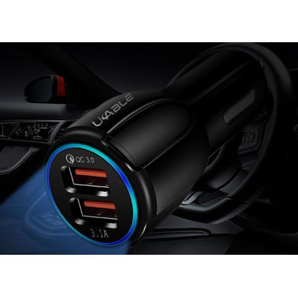 Aluminum alloy 6A 18W Dual USB Ports QC 3.0 Car Charger