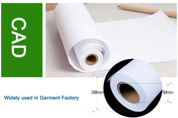Wide Format 24 36 inch 80gsm CAD Drawing Plotter Paper Roll For Cutting Room