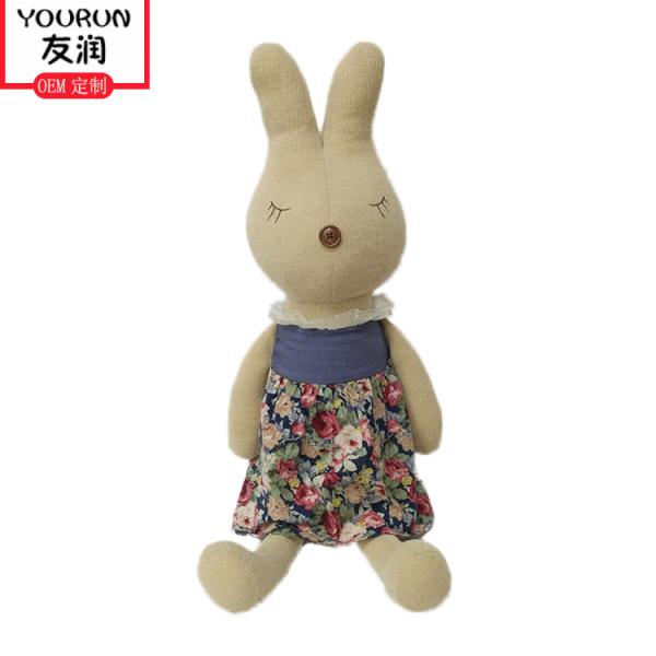 Breathable Bunny Stuffed Plush Toys Floral Skirt Rabbit Soft Toy