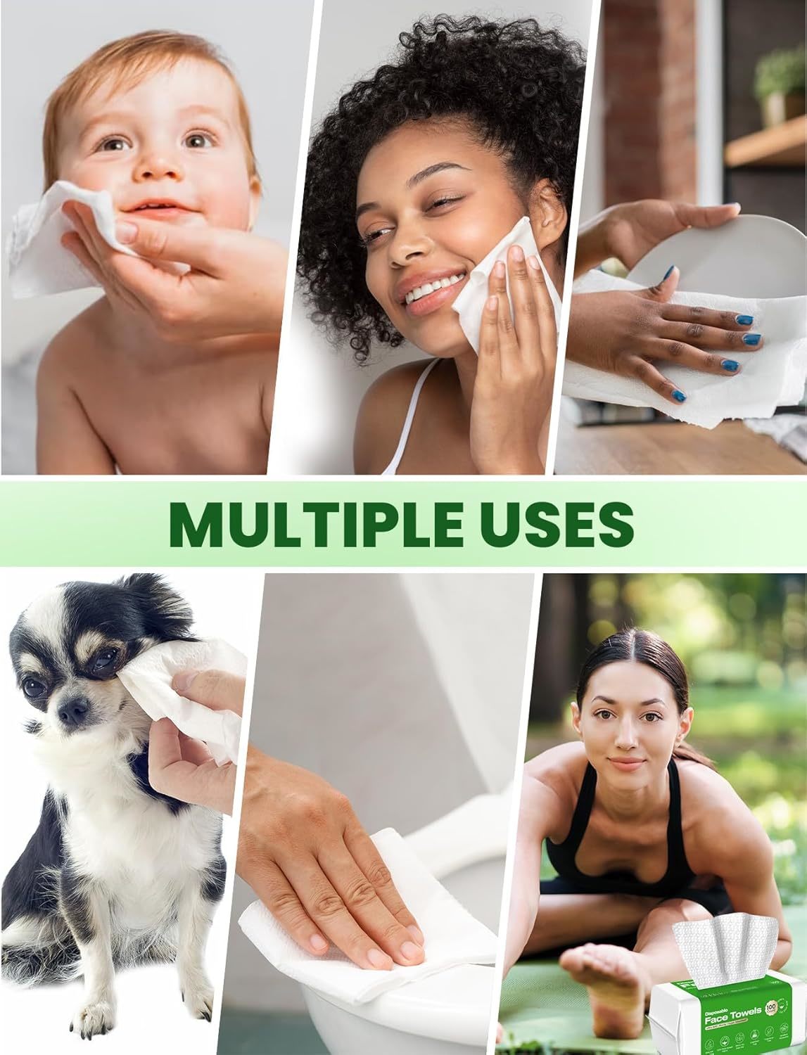 Disposable Face Towels, Biodegradable Facial Cleansing Towels, Ultra Soft &