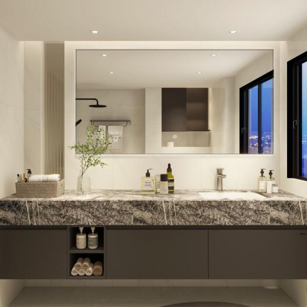 Hot Sell Sintered Stone 2021 New Product White Bathroom Vanity Mirrored Cabinets