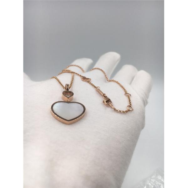 Women'S Natural Diamond Heart Pendant 18K Gold 45cm Length With Handmade