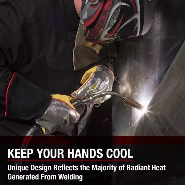 Yellow Black Weld Glove Reflective Waterproof 4 Layer Heat Shield Welding Glove Xl Leather Gloves 41cm For Welding