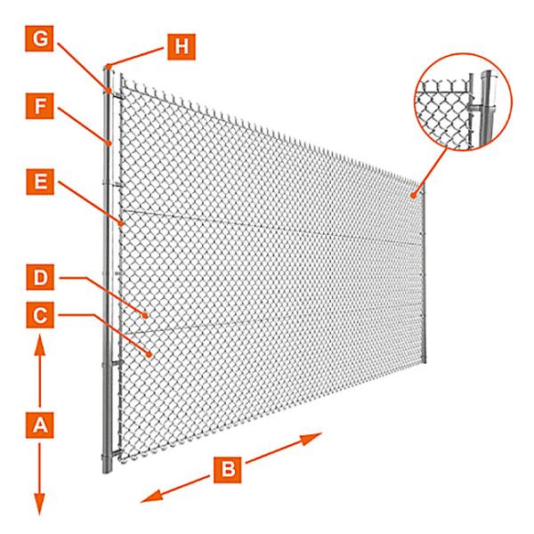 100ft Galvanized Black Chain Link Fence Cyclone Wire Mesh Fence Panel For Sport Game