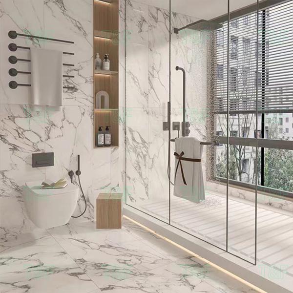 Non Slip Porcelain White Floor Tile Matte Glazed Marble Porcelain Floor Tile