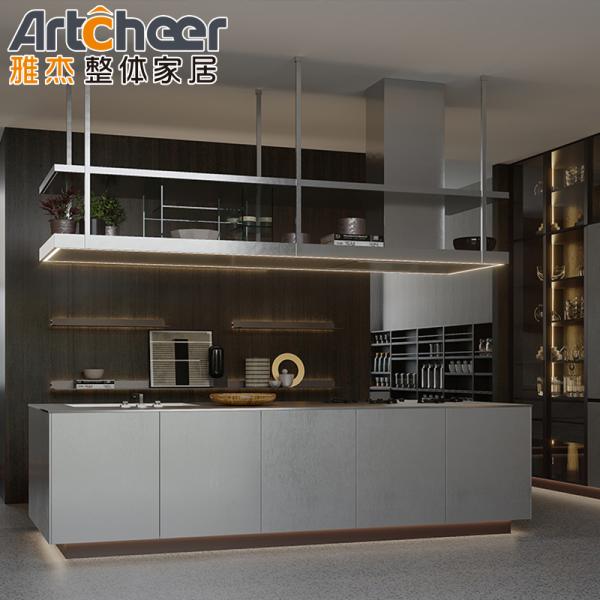 Kitchen Furniture Solid Wood Modern Kitchen Cabinet with Luxury Kitchen Island Free Design Furniture Set