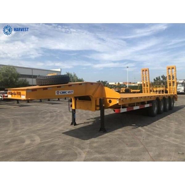 Weight 10000kg 4 Axles Max Payload 80 Ton Lowbed Heavy Duty Semi Trailer
