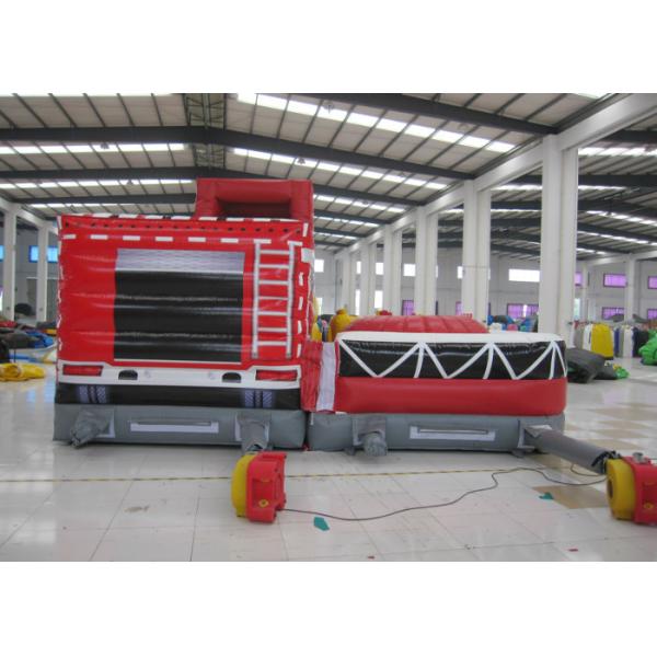 Fire Fighting Fun City Commercial Bounce House , High Slide Big Blow Up Bounce House