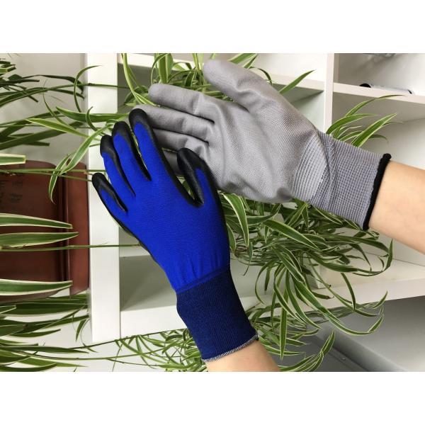 Packing Thin Nylon Liner Soft 15 Gauge Knit PU Palm Coating Work Gloves