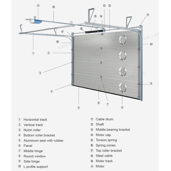 Modern White Powder Coated Aluminum Sectional Door With Sound Insulation Modern Vertical Bi Folding Sliding