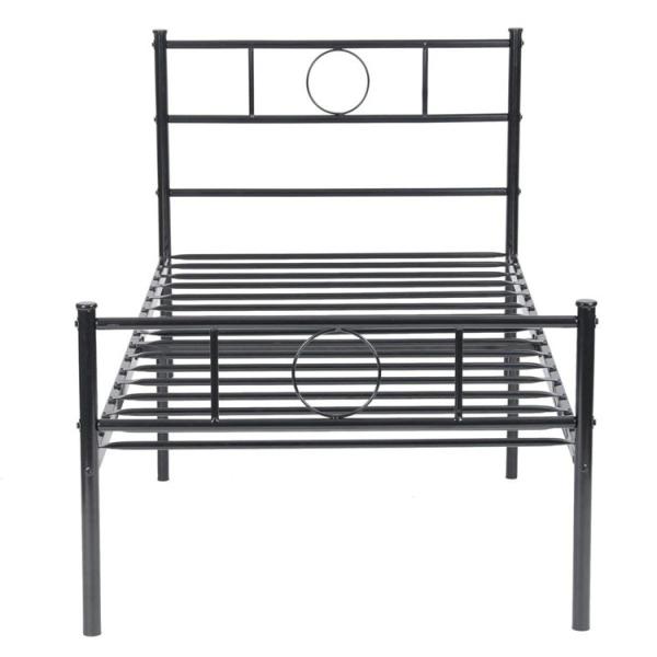 Powder Coated Q235 Black Iron Metal Bed Frame Single Bed Furniture
