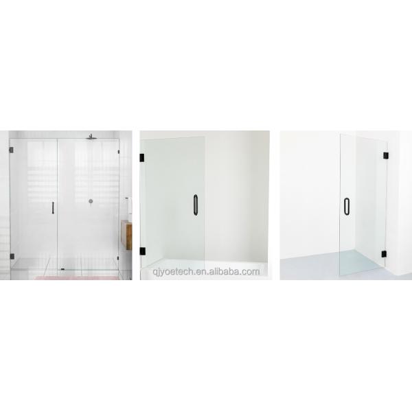 QJY-HD Tempered Glass Black Adjustable Hinged Single Framleless Shower Door for Living Room