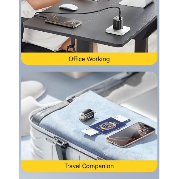 ESSAGER ES-CD45 33W GaN Charger Dual USB C PD Charger for Power Supply Adapter