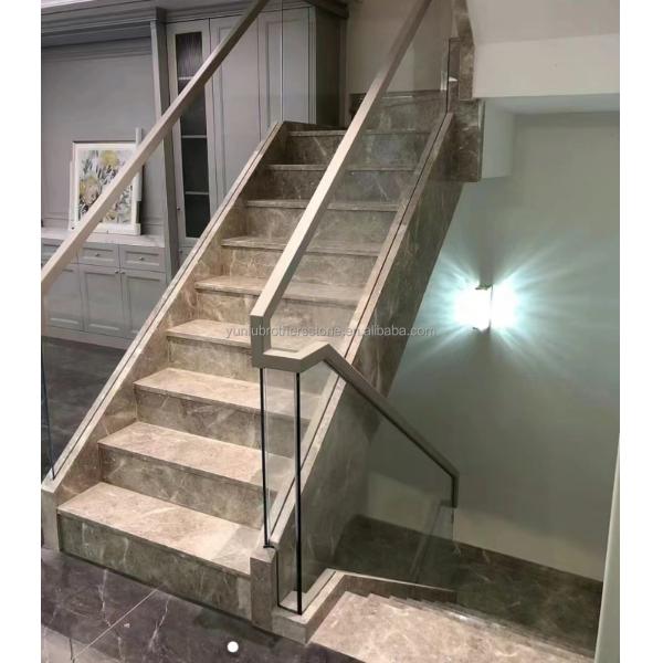 Natural Stone Straight Stair Modern Indoor Grey Marble Anti Slip Staircase Tiles