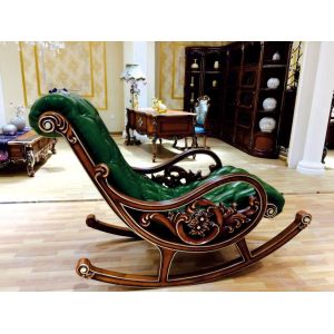 Green Wooden European Style Lounge Chair Living Room Relex Modern Rocking Chair