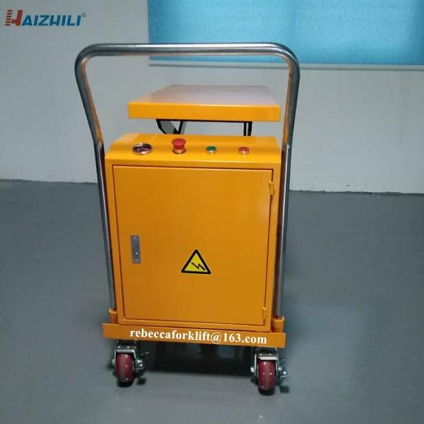 Factory direct sell portable 350kg electric scissors lift table cart with 1500mm lifting height