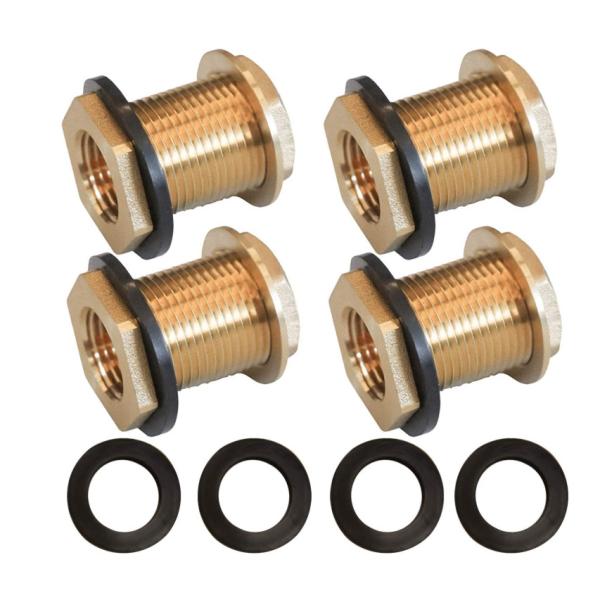 1/2" Female 3/4" Male GHT Solid Brass Bulkhead Connector With Rubber Ring