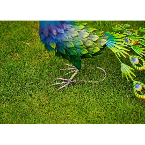 Colorful Animal Peacock Metal Garden Ornament Artistic Weatherproof