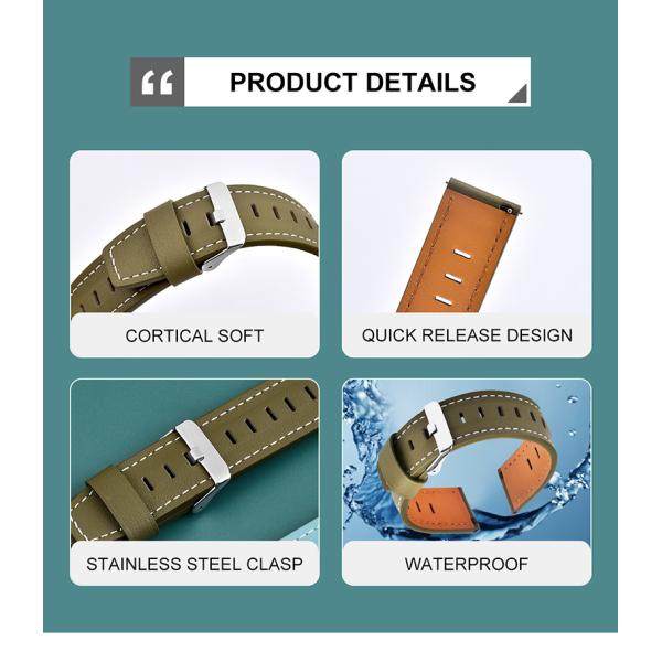 Top Calf Genuine Leather Watch Strap Band , Quick Release Leather Watch Band Strap