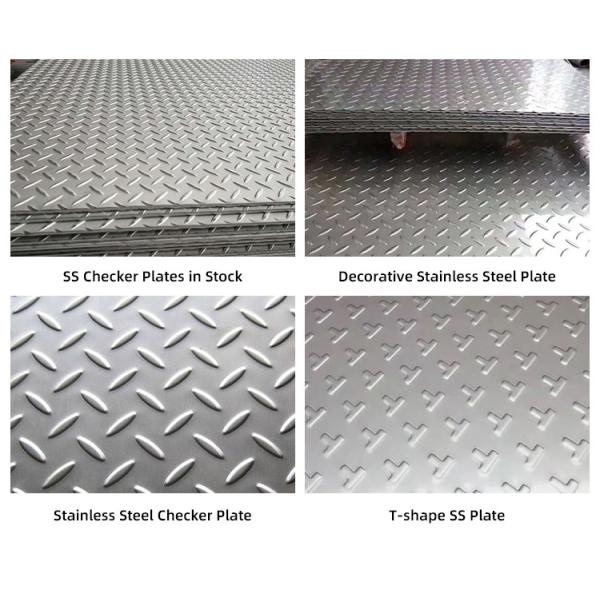1500mm Width SS Steel Sheet 304 Stainless Steel Diamond Shaped Checkered Plates