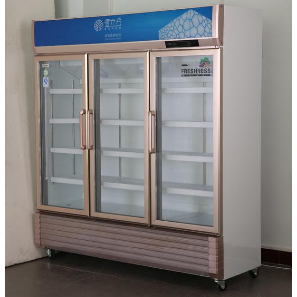 Stainless Steel Beverage Glass Door Display Freezer Refrigerated Cold Beer Drink 3