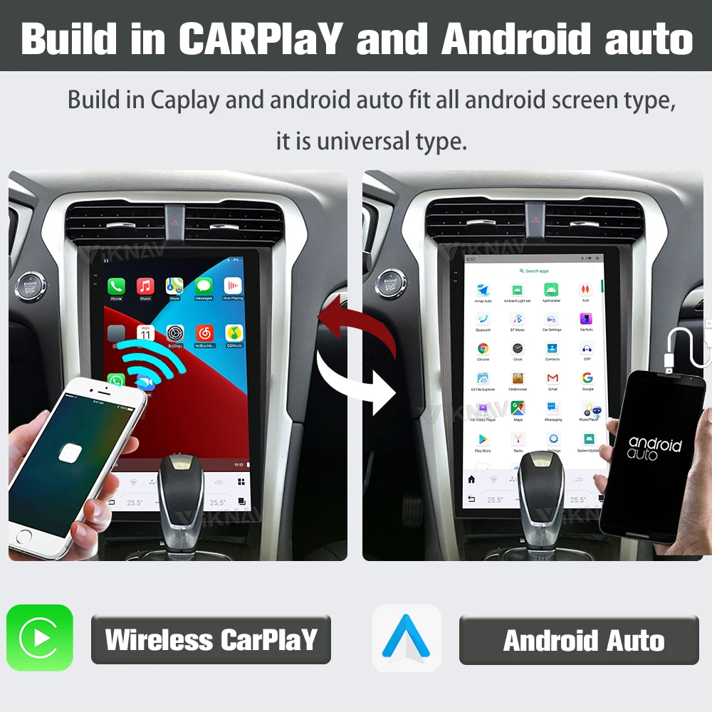 Viknav 13.6 Inch Android Auto Car Radio For Ford Mondeo 2013-2021 Multimedia Player GPS Navigation Head Unit Wireless Carplay