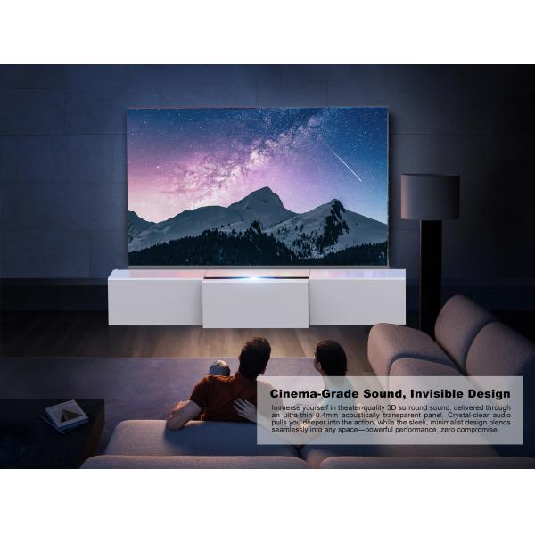 White Motorized Laser TV Cabinet Telescopic TV Cabinet For UST Projector