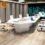 Solid Surface White Conference Room Table With Inconspicuous Joins