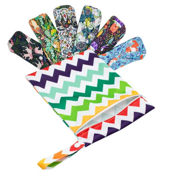 20x25cm Organic Cotton Reusable Sanitary Pads Diaper Menstrual Bag Portable Mommy Bag Zipper