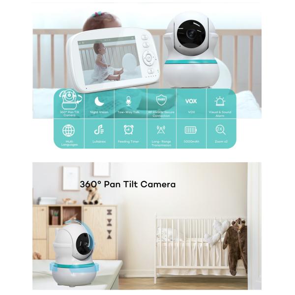 HD Baby Monitor BM5G08L with 360° Camera and 1000ft Range