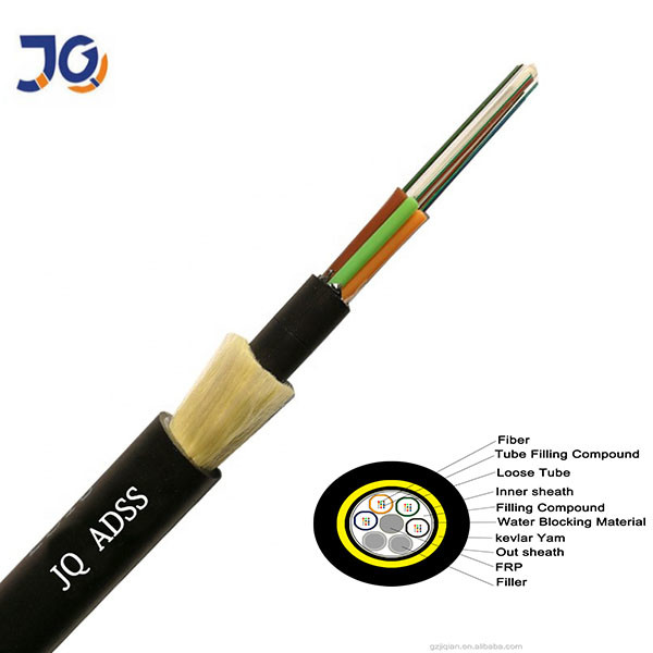 ADSS Fiber Optic Cable Span 100m 500m 24 48 96 Core Overhead Aerial Fiber Optic Cable