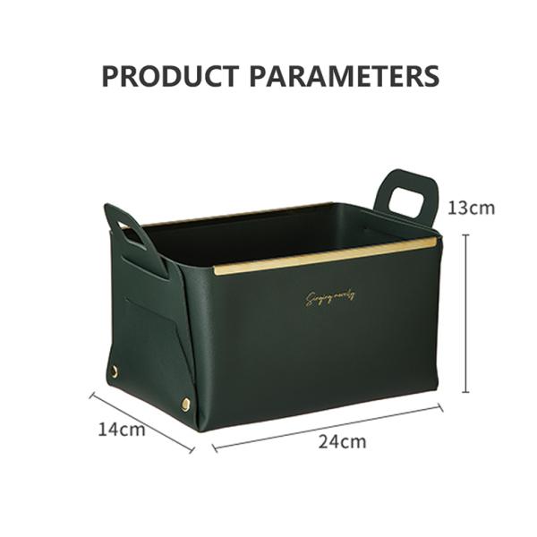 Convenience Stores Foldable Clothing Leather Basket Storage Box Desk Organizer with Handle