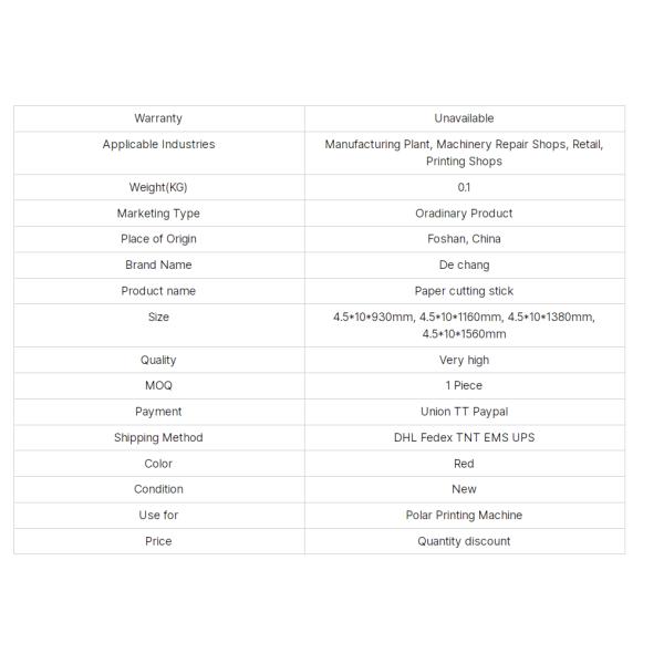 PVC/PE Polar Cutting Sticks Plastic Polar Stick for Polar Paper Cutting Machine