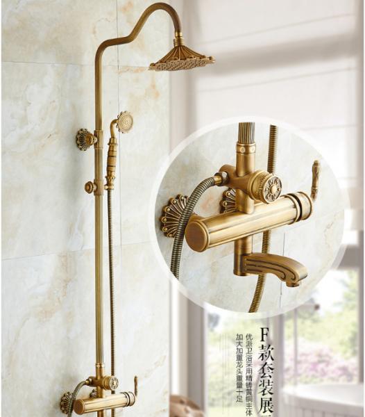 Quality Retro Bronze Carved Wall Mounted Rain Shower Faucets for sale