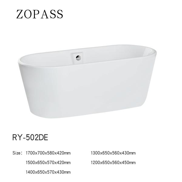 Acrylic Non Whirlpool Freestanding Oval Tub For Adult Body Soaking