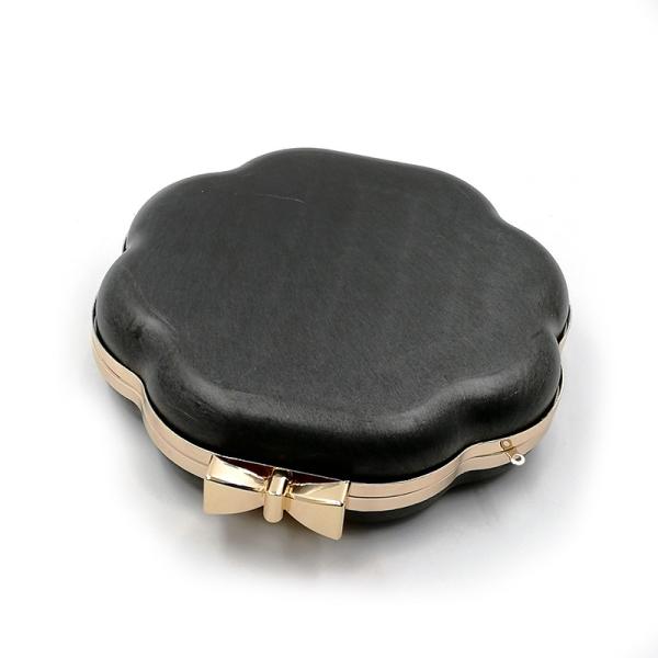 Unique Bow Design Clasp Wavy Edge Round Shape Metal Box Clutch Frame