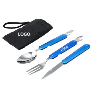 China Outdoor Stainless Steel Folding Picnic Tablewares Logo Customized on sale