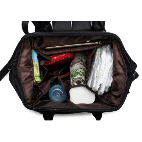 Luxury Black Polyester Kids Diaper Bag , Insulation Travel Baby Nappy Bags