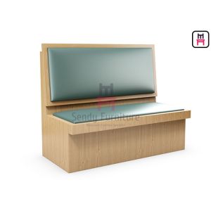 Closed Plywood PU Leather Upholstered Restaurant Booth Light Blue Commercial