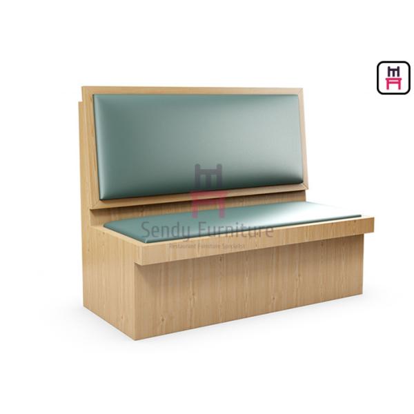 Closed Plywood PU Leather Upholstered Restaurant Booth Light Blue Commercial